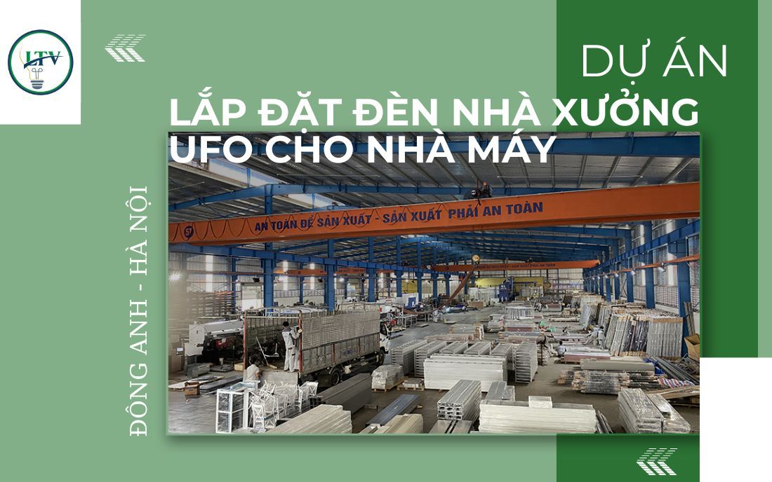 lắp đặt đèn nhà xưởng UFO cho nhà máy