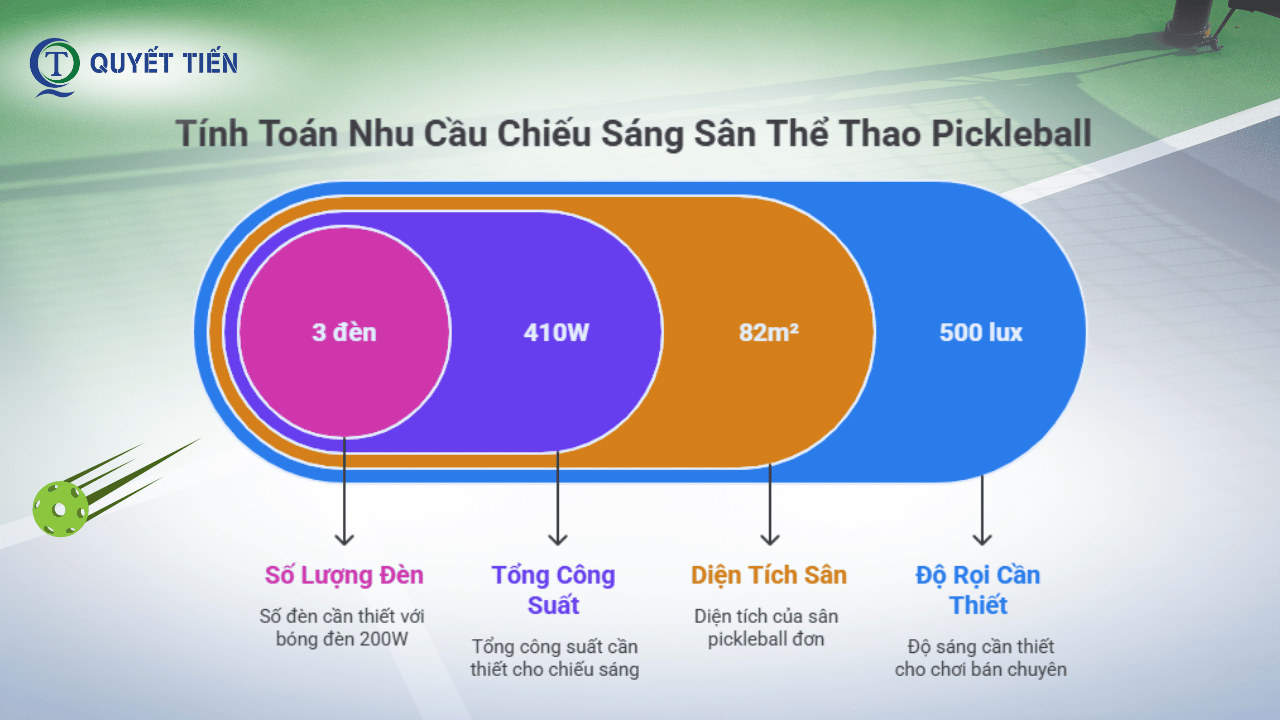 Cách tính toán đèn chiếu sáng sân thể thao Pickleball